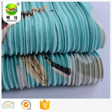 Wholesale custom print pleated polyester crepe fabric