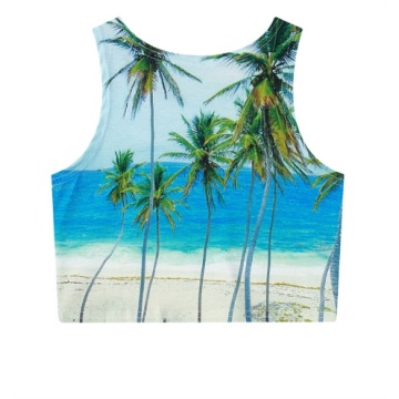 Coconut tree print sleeveless vest