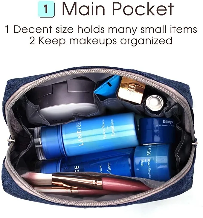 Makeup Bag for Travel Makeup Pouch Cosmetic Bag with Zipper