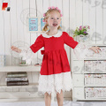 high quality Christmas dress with white lace for girls