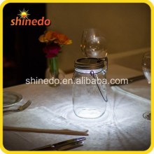 Clear glass bottle 4 led super bright solar jar light with magnet switch