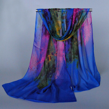 Colorful Printed Women Silky Chiffon Scarf Shawl