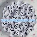 4x7MM Acrylic White Single Letter/ Alphabet Beads A-Z Acrylic Coin Round Spacer Beads