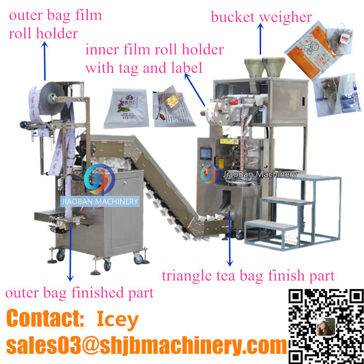 Fully Automatic Qualitative Filter Paper Inner and Outer Nylon Pouch Trianglec Small Tea Bag Packing Machine For 2g-10g