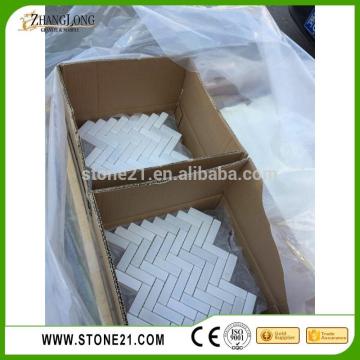 low price white thassos herringbone pattern