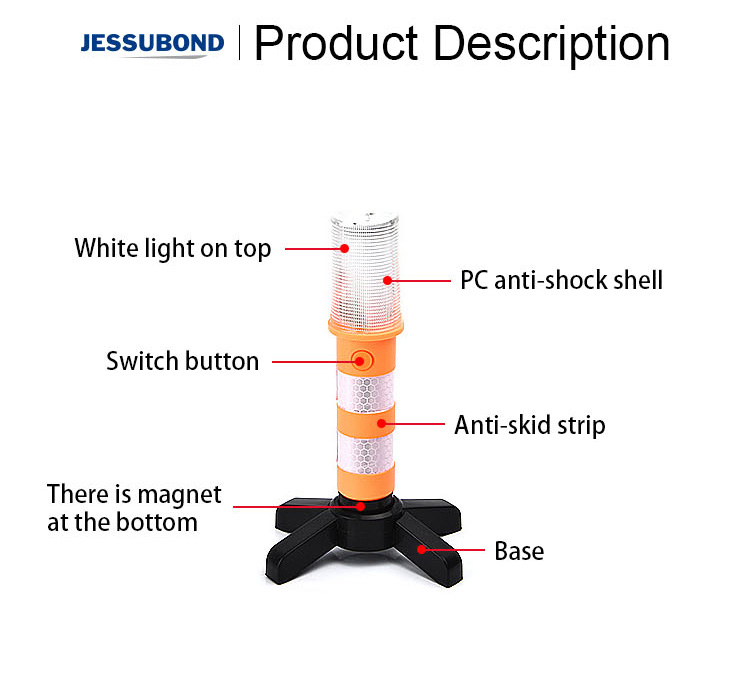 Can Be Retracted Vertically Convenient And Fast Traffic Baton, Multi-Function Warning LED light Waterproof And High Temperature