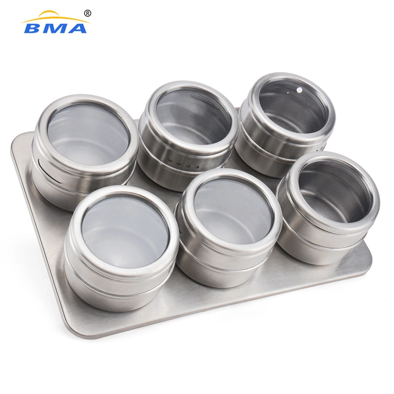 Factory Supply Metal Jar Stainless Steel Spice Tin Clear Lid