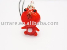 17*30mm Frog Shape Lampwork Glass Charm for Cellphone Decoration