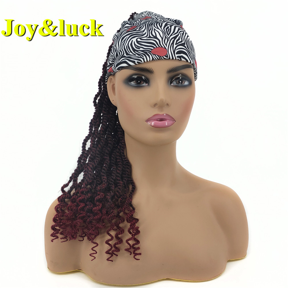 Head Band Braiding Wig for Black Women Prices African Ladies Scarf Short Ombre Burgundy Braided Headband Wig Synthetic Hair Wigs