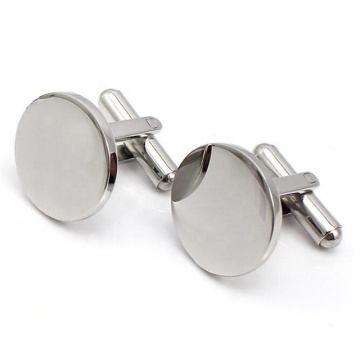Silver Stainless Steel Cuff Links with Engravable Logo Discs