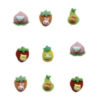 Creativo Cartoon Animal Fruit Abbellimenti Resina Flatback Animal Fruit Slime Charms per Scrapbooking DIY Hair Bow Center Decor