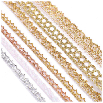 Wholesale Metallic Yarn in Golden, Scallop Wave Borders & Lace Trims
