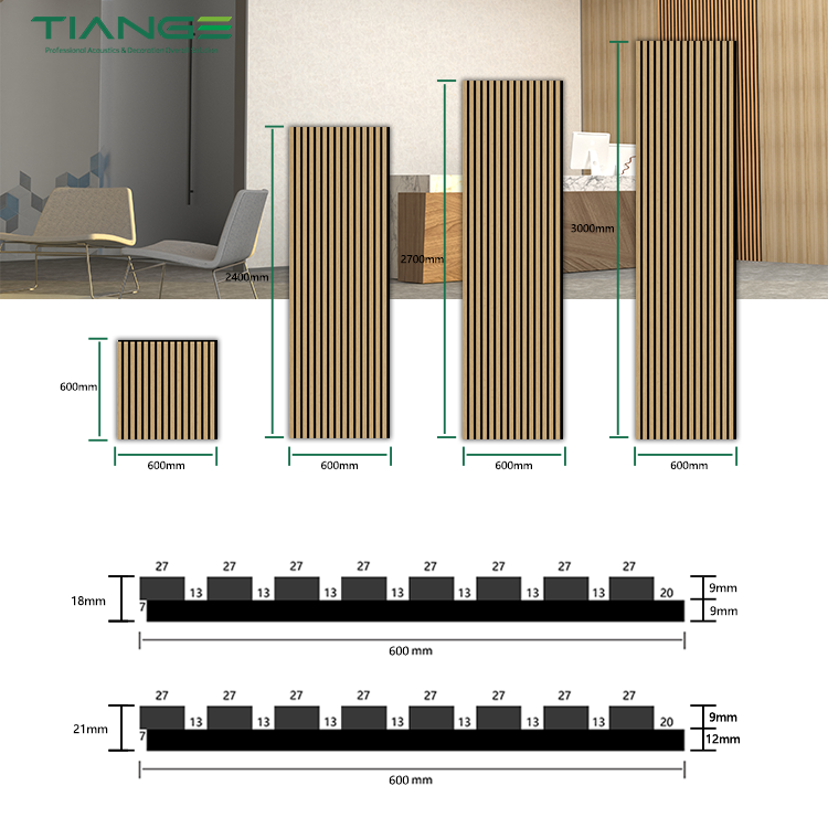 painel acústico ripado slatted acoustic panel