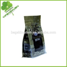 quad seal Flat bottom flexible laminated box pouches with zipper