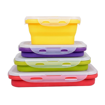 FDA/LFGB Silicone Sotrage Box, Folding kids lunch box with lock