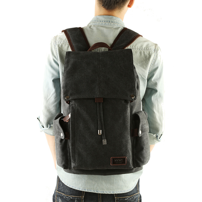 Large leisure outdoor business hiking bags backpacks carry on travel computer vintage canvas backpack