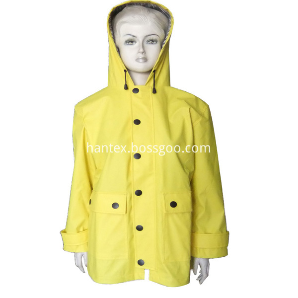 yellow pu rain jacket