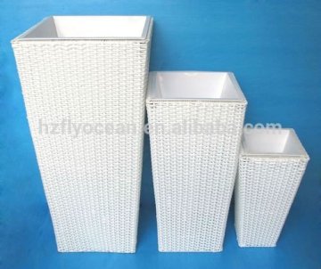 FO-9413 PE rattan flower pot,synthetic rattan planters,rattan flower container box