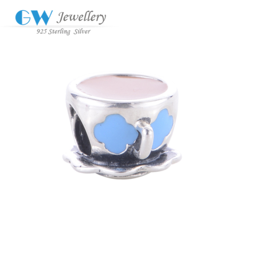 Wholesale 925 Sterling Silver Handmade Cup Of Coffee Charms Bead Best Friend Bracelet