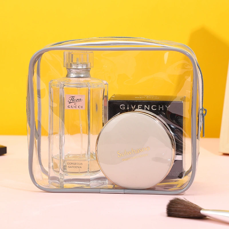 Transparent Portable PVC Cosmetic Bags Clear Wholesale Manufacturer Zipper Custom Cosmetic Bag