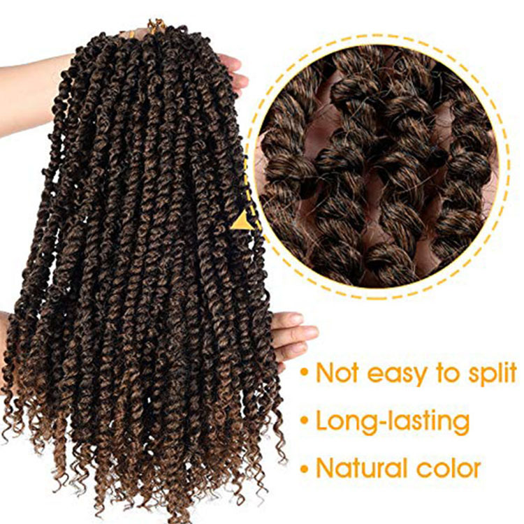 High Quality Pre-twisted Passion Twist Crochet Braiding Hair Extensions Solid And Mixing Color Synthetic Fiber For Women