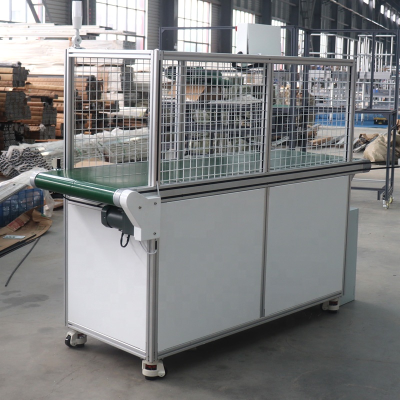 Factory Direct Selling Custom Industrial Production Line PVC Belt Conveyor with Protection fence and lockers