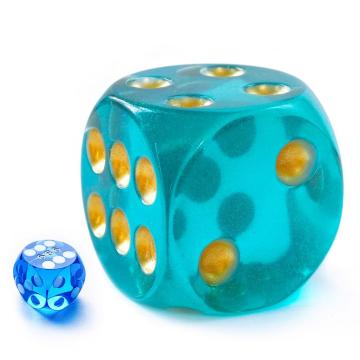 Feste Acryl -40 -mm -Jumbo -DND -Würfel 6 -Seiten mit Pips, großer Perle und Mondsteinfarbig D6 DICE, BIG -DICE -DICE -Party -Würfel