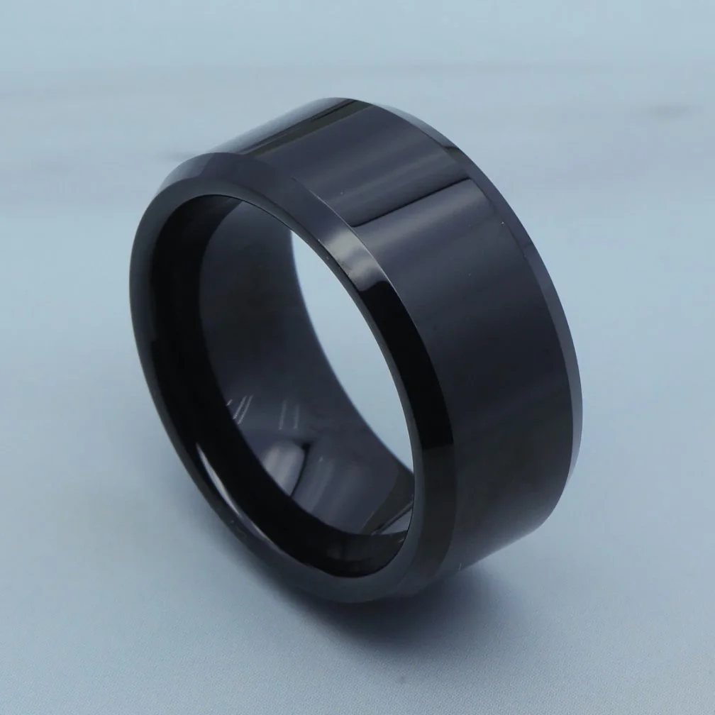 Hot Sale Fashion Full Black Men 12mm Wide Tungsten Carbide Wedding Ring