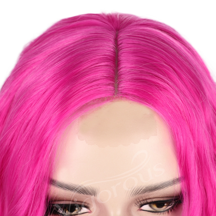 Hot Selling Wholesale U Part High Temperature Heat Resistant Water Wave Pink Bob Short Synthetic Lace Front Wig