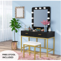 Makeup Vanity Desk with Cushioned Stool for Bedroom