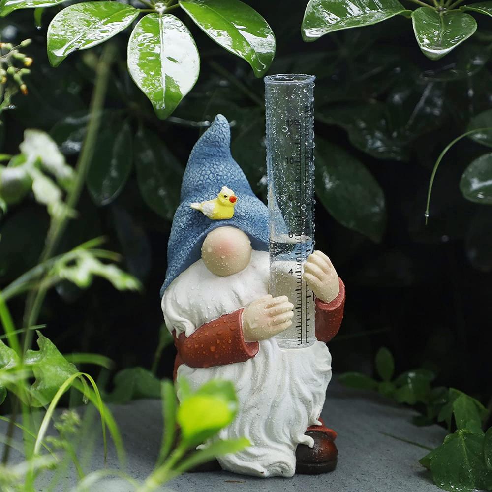 プラスチックの雨量計を備えた樹脂のgnome庭園