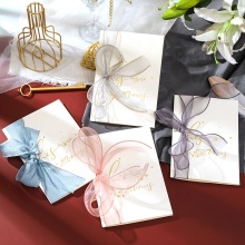 Custom High Quality Paper Thank You Cards with Colorful Bows for Weddings