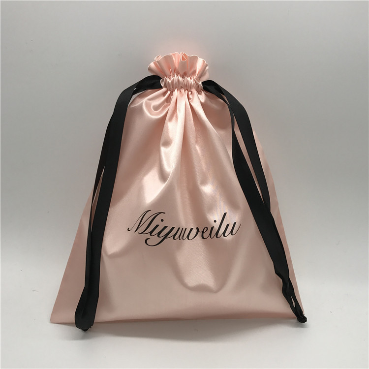 Low MOQ Private Label Virgin Hair Packaging Custom Silky Satin Bags Drawstring Bags With Logo for Hair Bundles And Wigs
