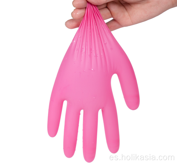 Guantes de examen desechables de nitrilo rosa