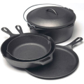 4pcs Black Coating Cast Iron Camping Cookware Set Untuk Camping