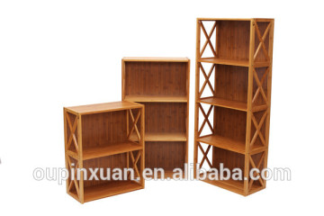 New design movable bookcase bamboo bookshelves