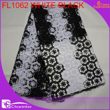 new arrival white and black lace fabric african lace guipure cord lace