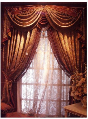 Luxury Polyester Fabric Curtain Double Layer Blackout Curtain