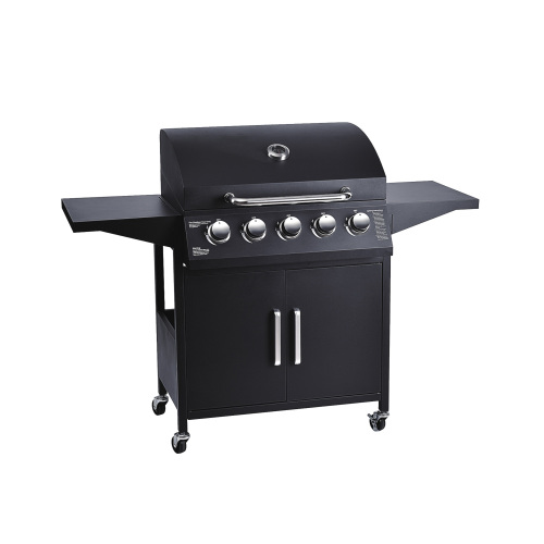 China Outdoor Big barbeque gas grills 5 Burner commercial barbecue Grill With Side Cooker Flat Top Factory