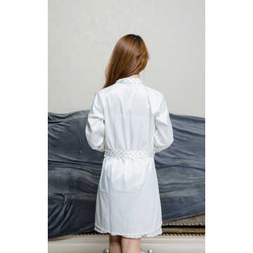 White satin nightdress with point print for women