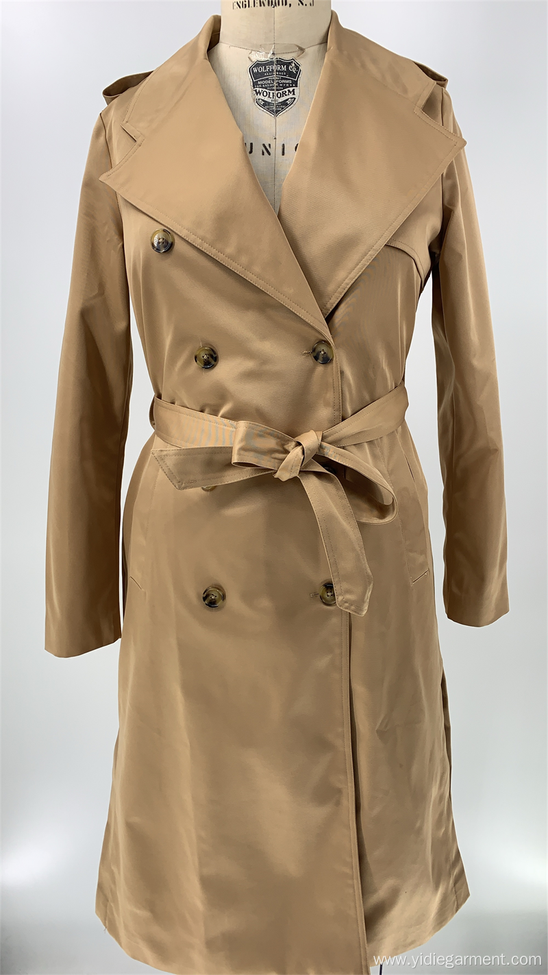 Women's Beige Double Breasted Coat