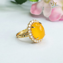 Luxurious Gold Plated Brass Rings with Agate, Zircon, Precious Stones, and Chalcedony