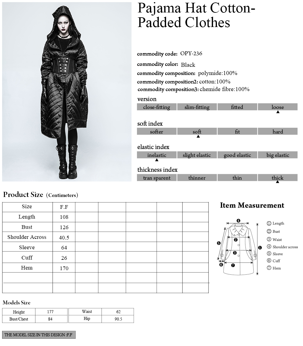 OPY-236 PUNK RAVE black coat black gothic waistcoat black overcoat