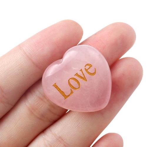 Heart Stone Charms Rose Quartz Words Stone Love Heart Shape Quartz Gemstone Charms for Valentine's Day Wedding Thanksgiving