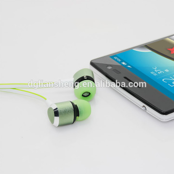 Green color bright earbud headphones, design headphones earphones metal earphones