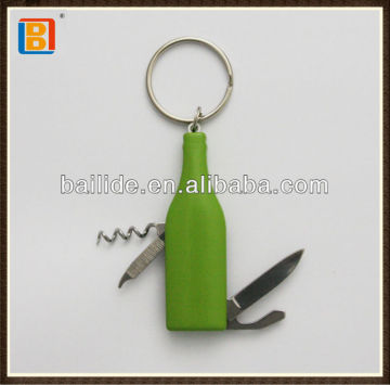 2017 Hot Selling Metal 4 In1 Bottle Shape Key Ring Gift Knife