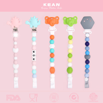 Bpa Free Chewable Baby Pacifier Chain Clip , Baby Pacifier Holder, Silicone Pacifier Teething Chain