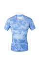 ホット販売空白プレーン ブルー スポーツ フィットネス タイトなシャツ