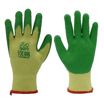 Yellow Yarn Green Rubber Gloves