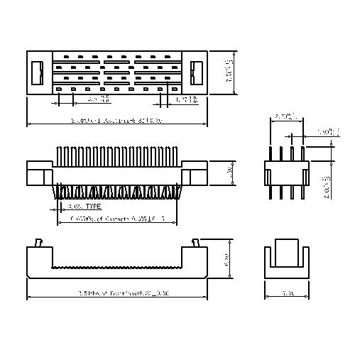 FDAS02 1.27mm DIP Plug Connector Four Row Foot(Terminated Height7.0)-Model